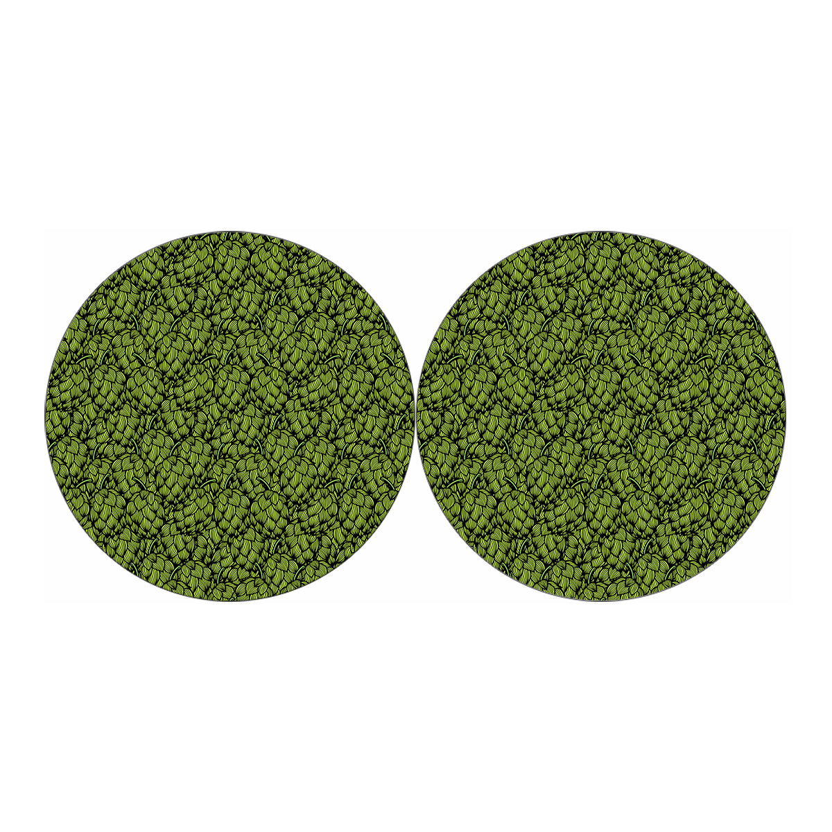 Green Hop Cone Pattern Print Car Coasters