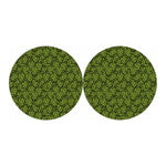 Green Hop Cone Pattern Print Car Coasters