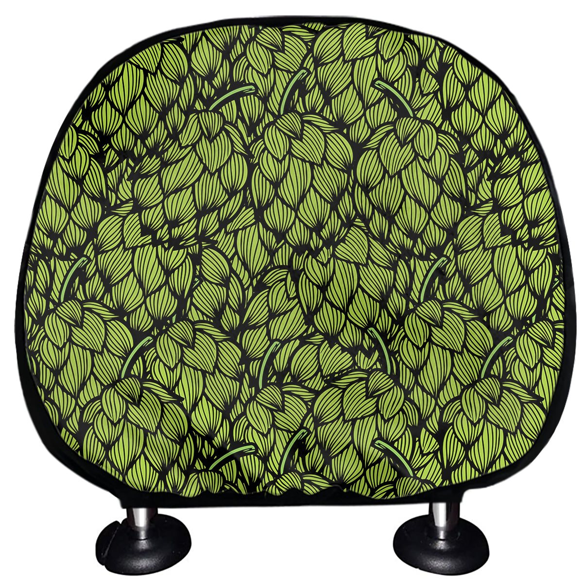 Green Hop Cone Pattern Print Car Headrest Covers