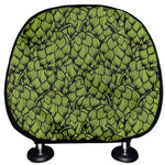 Green Hop Cone Pattern Print Car Headrest Covers