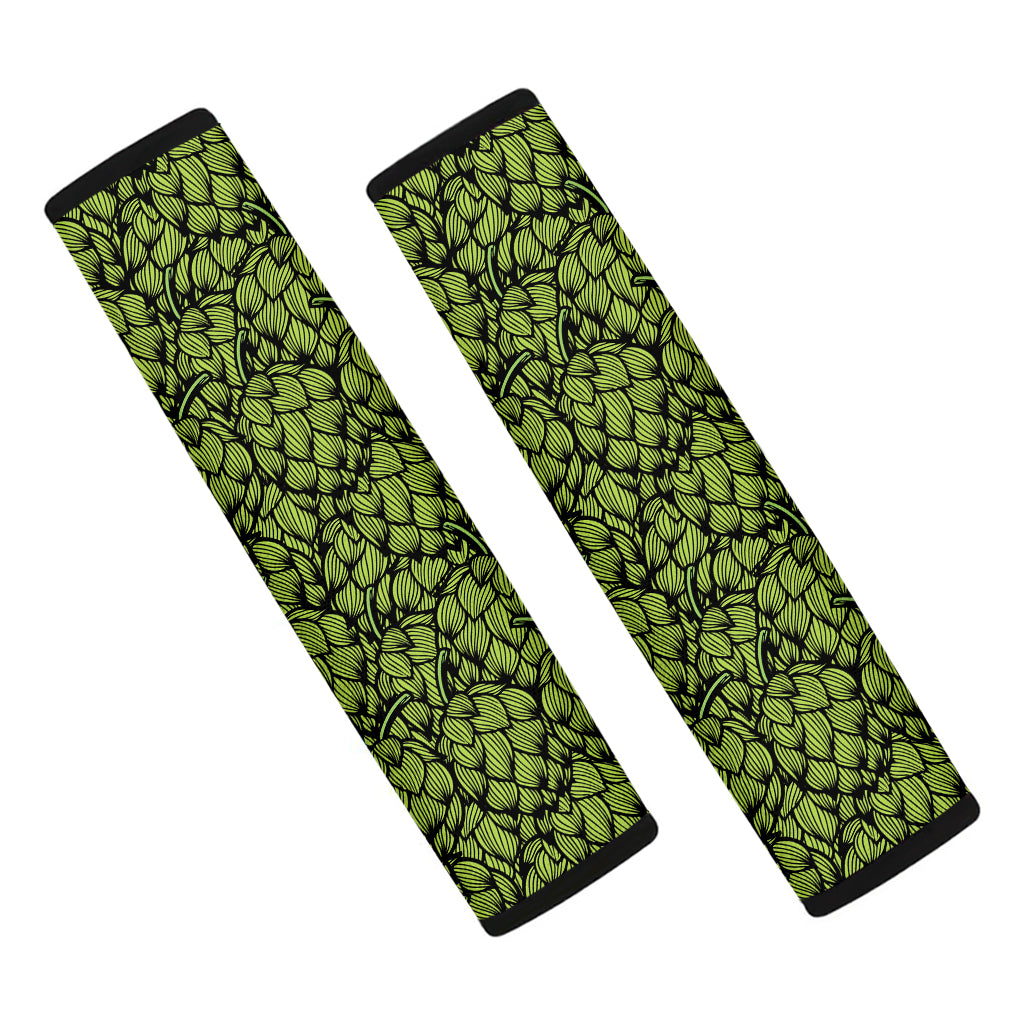 Green Hop Cone Pattern Print Car Seat Belt Covers