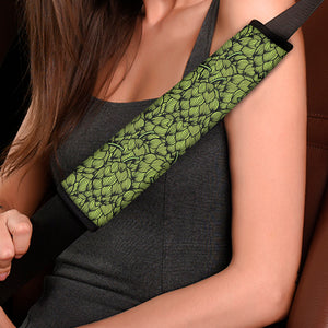 Green Hop Cone Pattern Print Car Seat Belt Covers