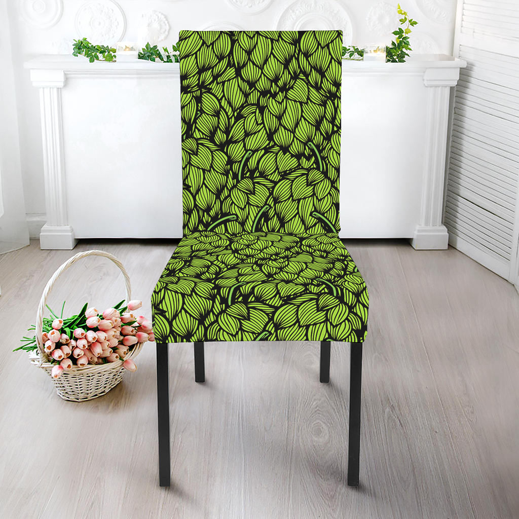 Green Hop Cone Pattern Print Dining Chair Slipcover