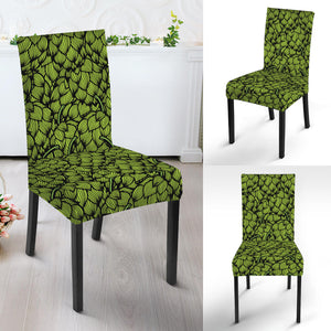 Green Hop Cone Pattern Print Dining Chair Slipcover