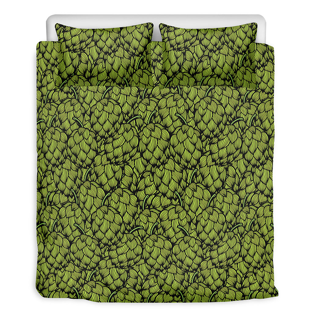 Green Hop Cone Pattern Print Duvet Cover Bedding Set