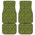 Green Hop Cone Pattern Print Front and Back Car Floor Mats