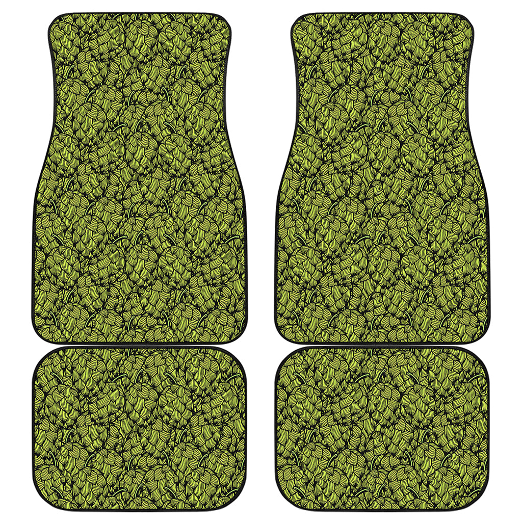 Green Hop Cone Pattern Print Front and Back Car Floor Mats