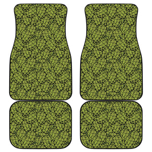 Green Hop Cone Pattern Print Front and Back Car Floor Mats