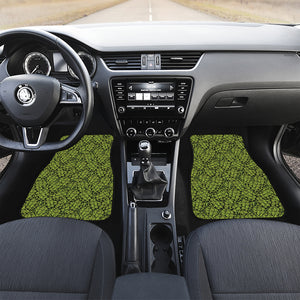 Green Hop Cone Pattern Print Front and Back Car Floor Mats