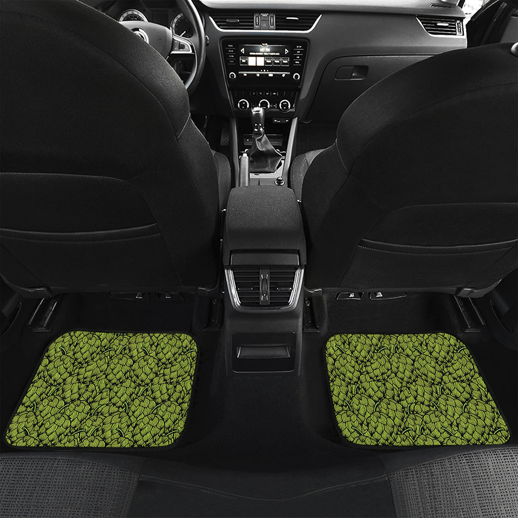 Green Hop Cone Pattern Print Front and Back Car Floor Mats