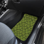 Green Hop Cone Pattern Print Front and Back Car Floor Mats