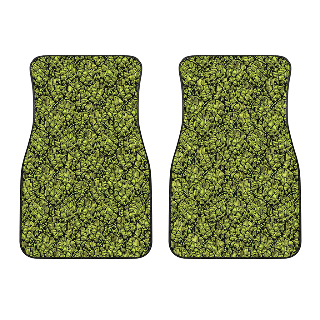 Green Hop Cone Pattern Print Front Car Floor Mats