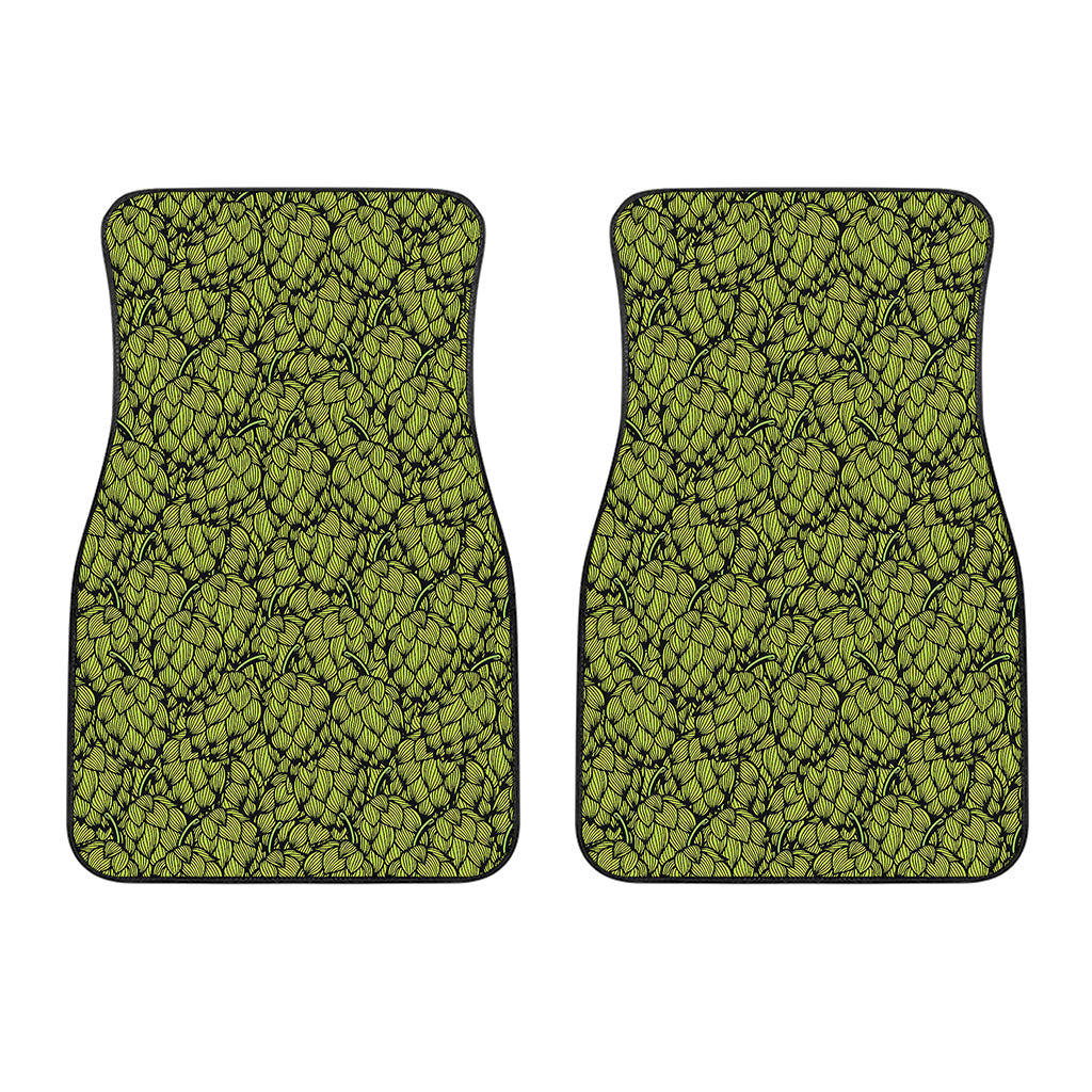 Green Hop Cone Pattern Print Front Car Floor Mats