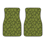 Green Hop Cone Pattern Print Front Car Floor Mats