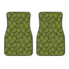 Green Hop Cone Pattern Print Front Car Floor Mats