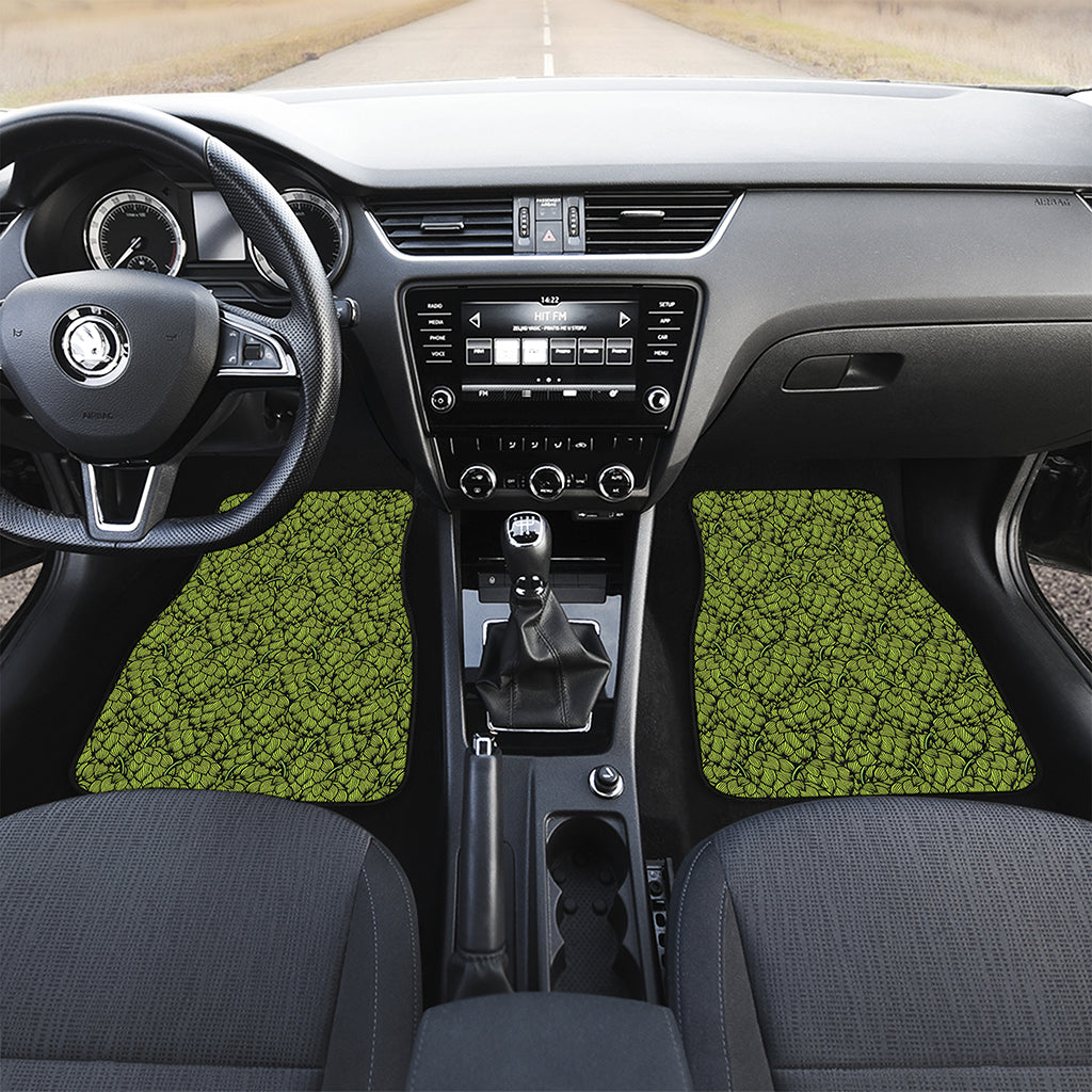 Green Hop Cone Pattern Print Front Car Floor Mats