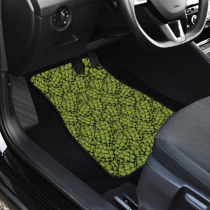 Green Hop Cone Pattern Print Front Car Floor Mats