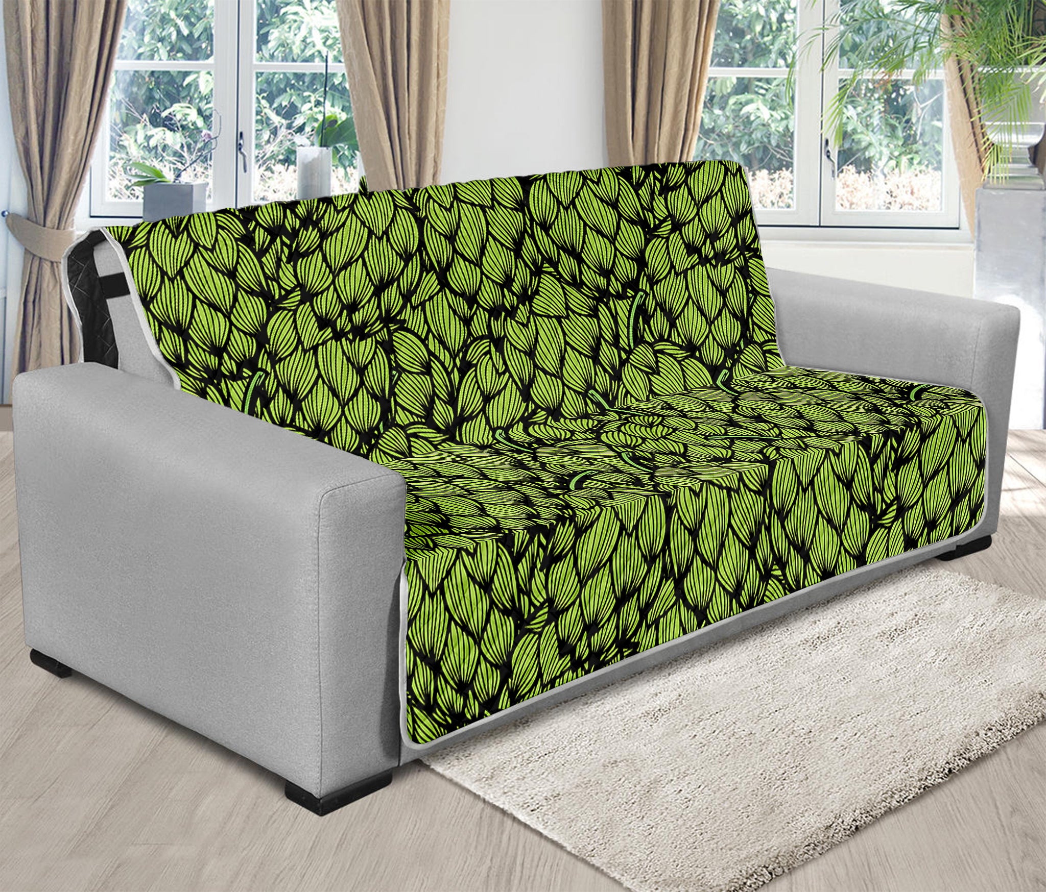 Green Hop Cone Pattern Print Futon Protector