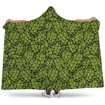 Green Hop Cone Pattern Print Hooded Blanket