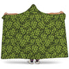 Green Hop Cone Pattern Print Hooded Blanket