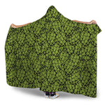 Green Hop Cone Pattern Print Hooded Blanket