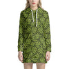 Green Hop Cone Pattern Print Hoodie Dress