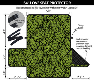 Green Hop Cone Pattern Print Loveseat Protector