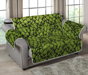 Green Hop Cone Pattern Print Loveseat Protector