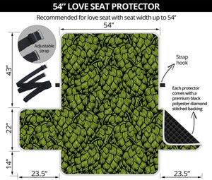 Green Hop Cone Pattern Print Loveseat Protector