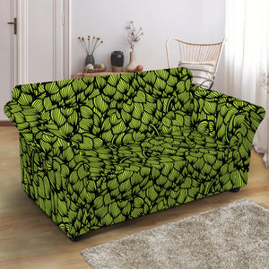 Green Hop Cone Pattern Print Loveseat Slipcover