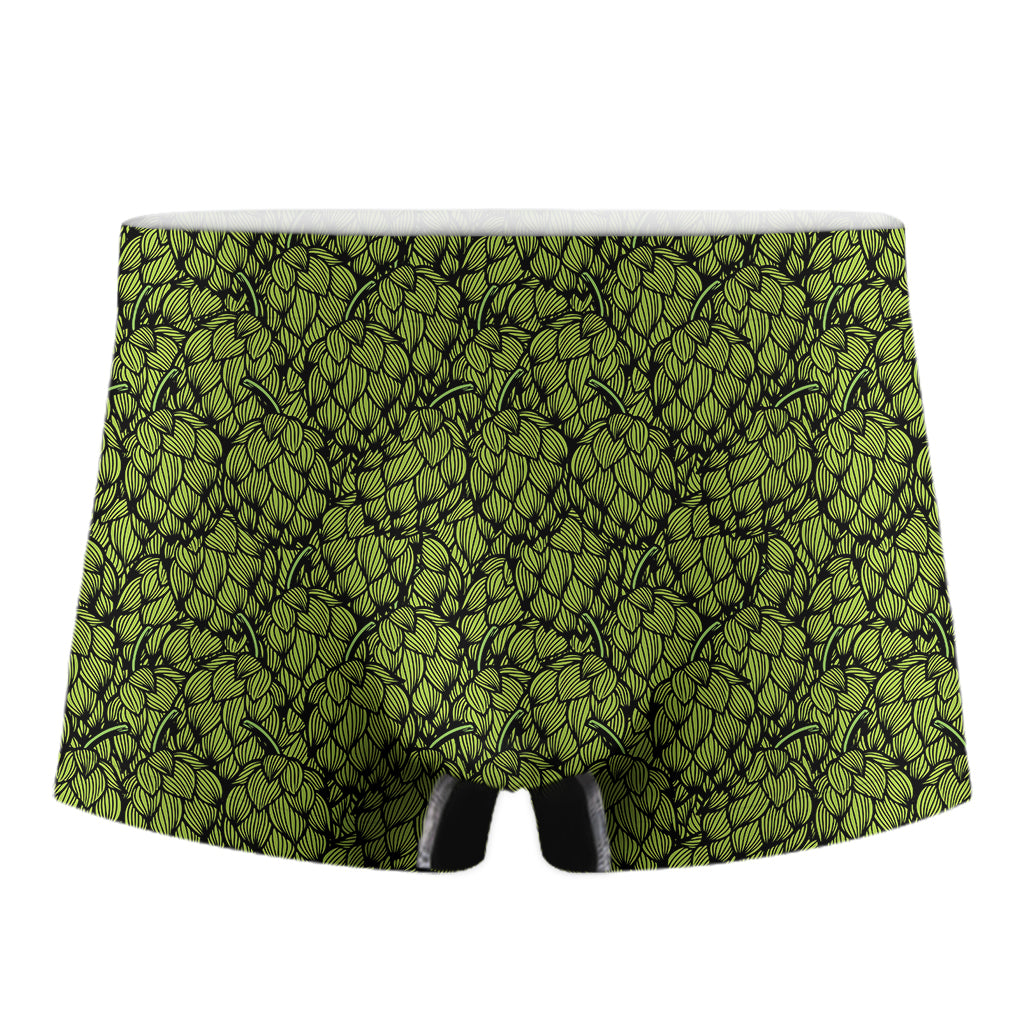 Green Hop Cone Pattern Print Men's Boxer Briefs