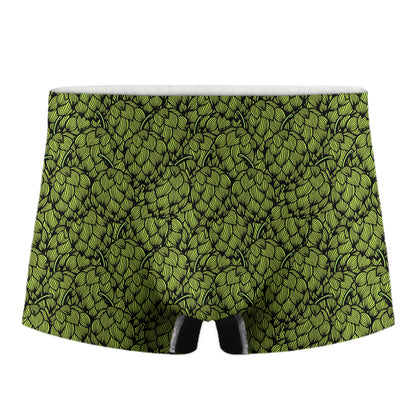 Green Hop Cone Pattern Print Men's Boxer Briefs