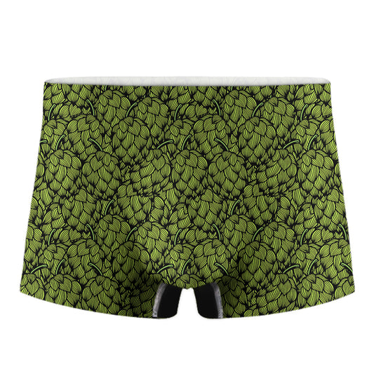 Green Hop Cone Pattern Print Men's Boxer Briefs
