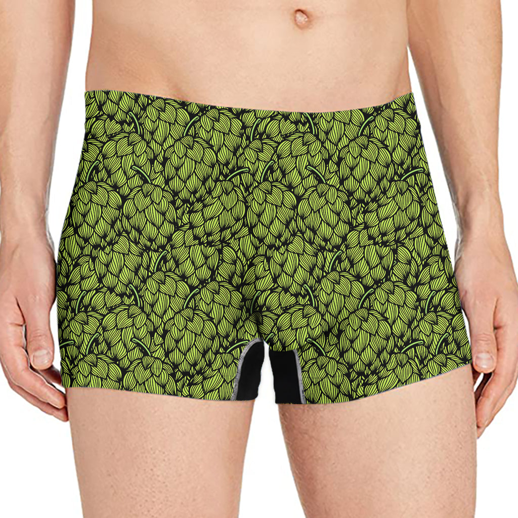 Green Hop Cone Pattern Print Men's Boxer Briefs