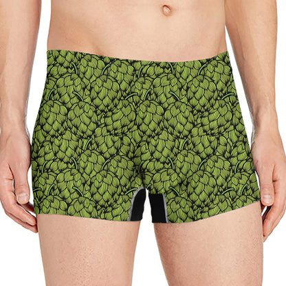 Green Hop Cone Pattern Print Men's Boxer Briefs