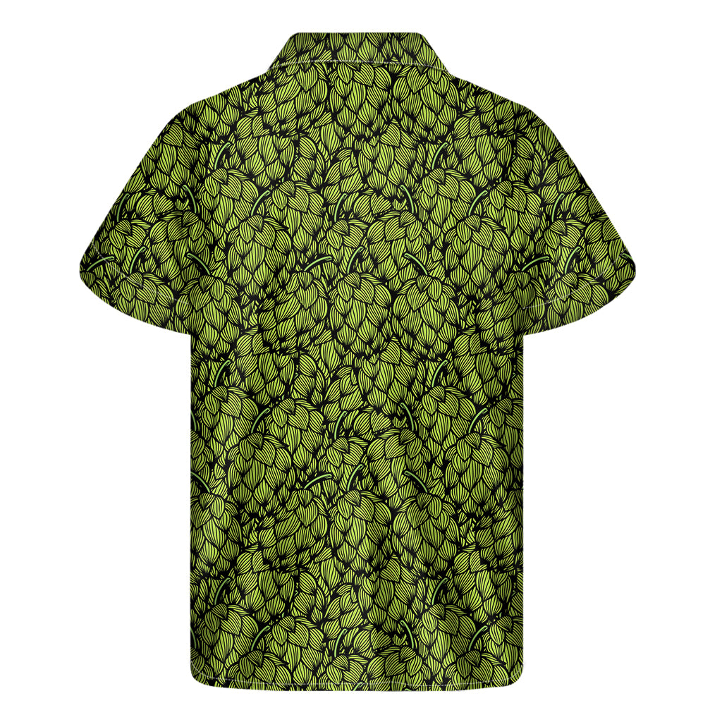 Green Hop Cone Pattern Print Men's Short Sleeve Shirt