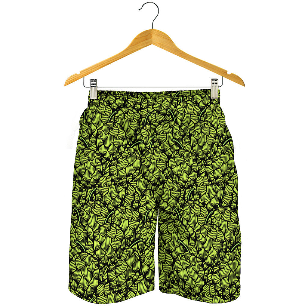 Green Hop Cone Pattern Print Men's Shorts