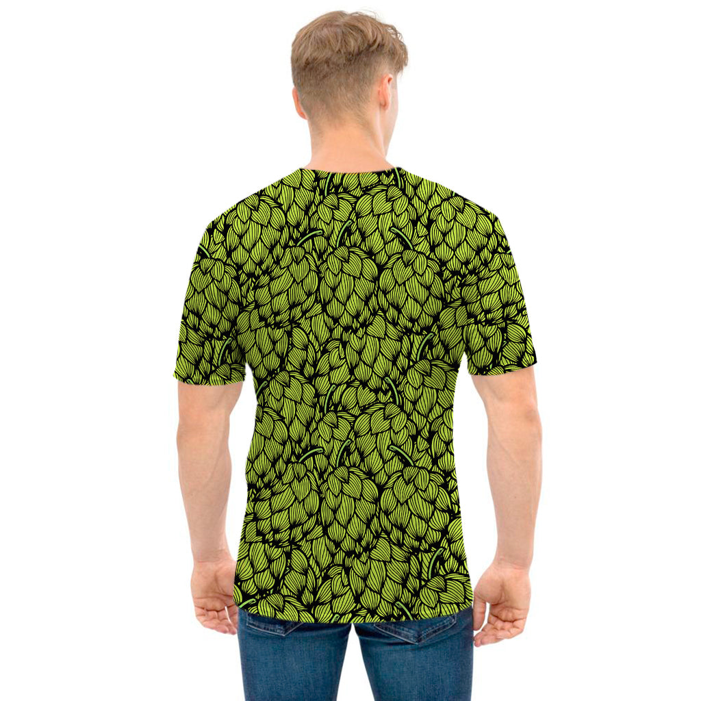 Green Hop Cone Pattern Print Men's T-Shirt