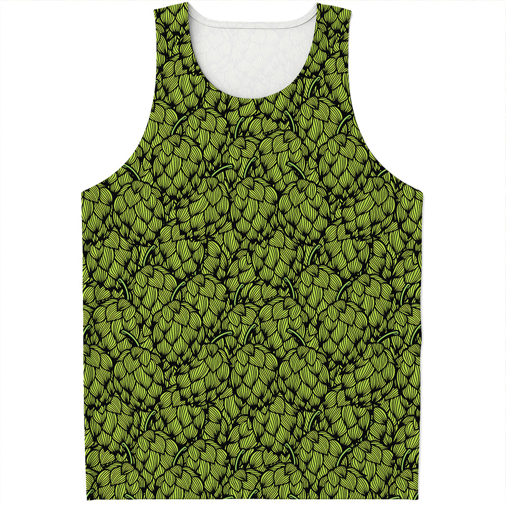 Green Hop Cone Pattern Print Men's Tank Top