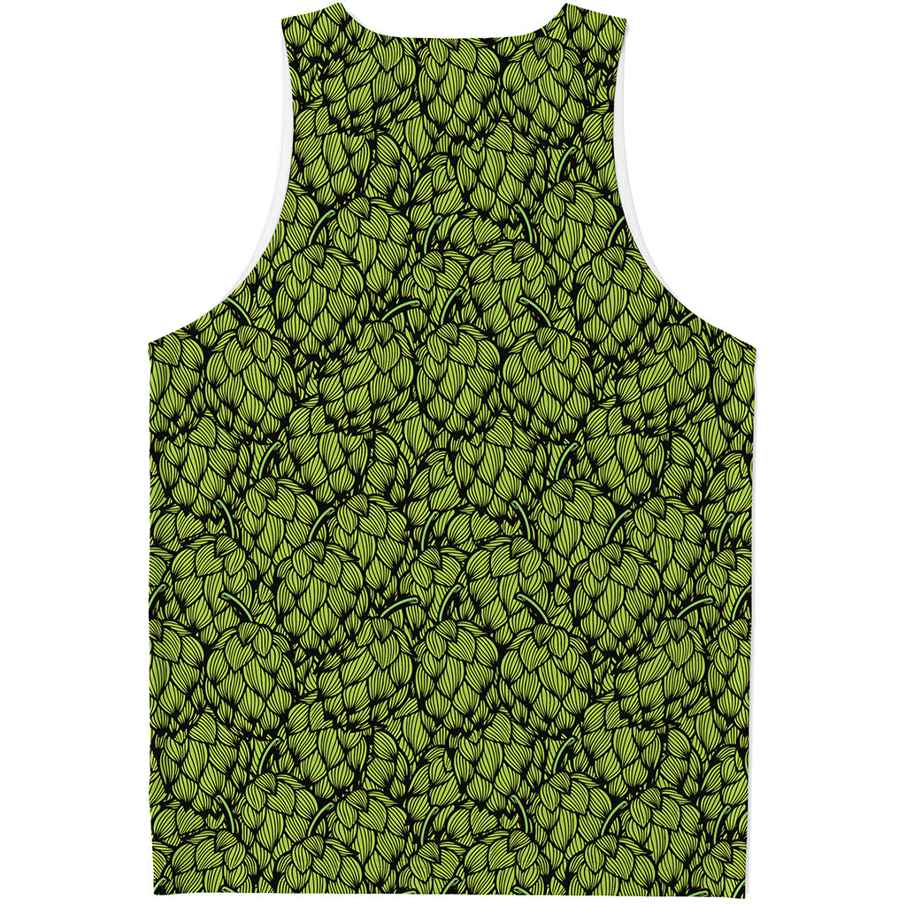 Green Hop Cone Pattern Print Men's Tank Top