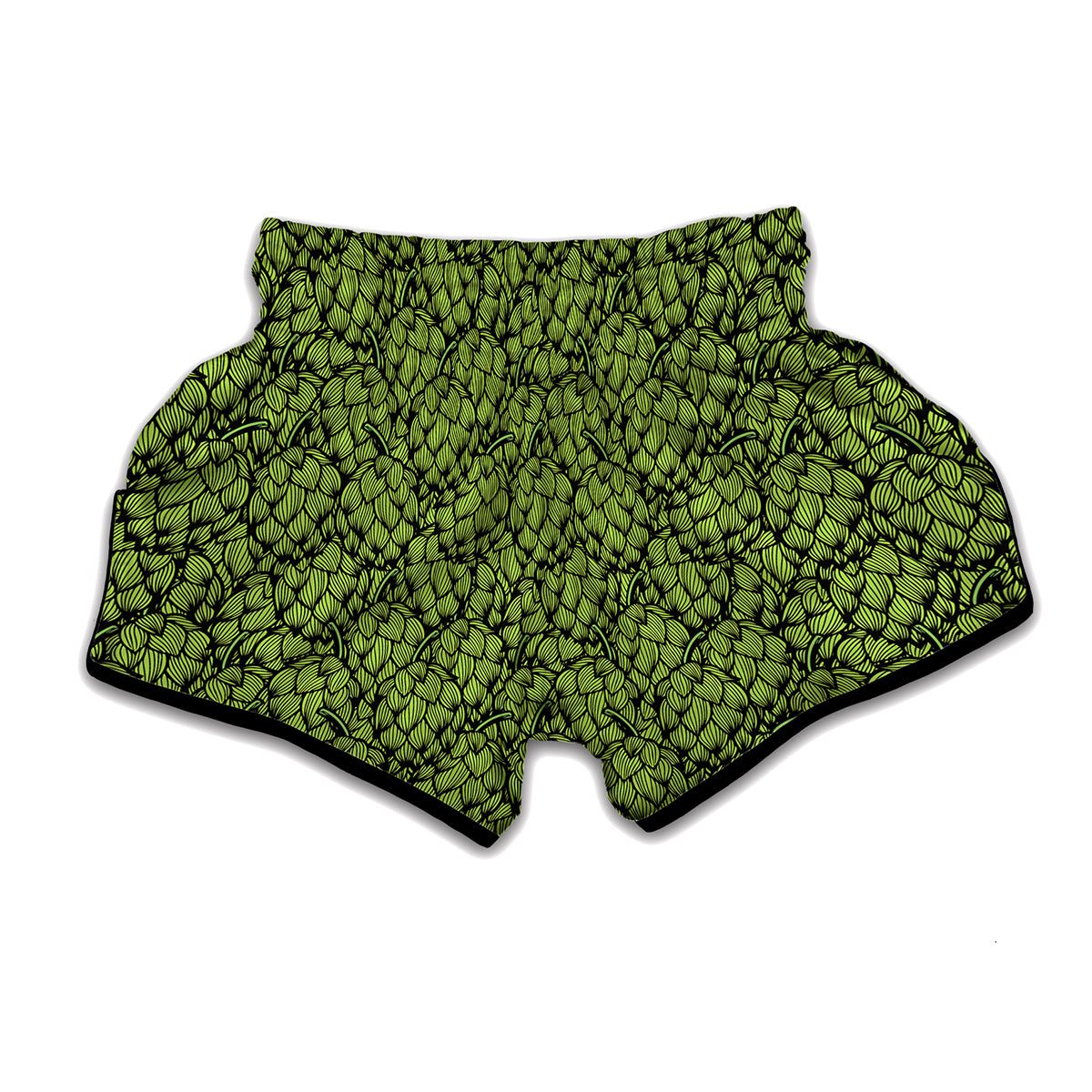 Green Hop Cone Pattern Print Muay Thai Boxing Shorts