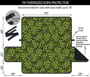 Green Hop Cone Pattern Print Oversized Sofa Protector