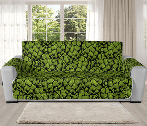 Green Hop Cone Pattern Print Oversized Sofa Protector