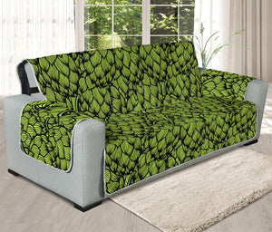 Green Hop Cone Pattern Print Oversized Sofa Protector