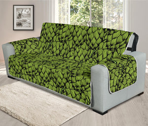 Green Hop Cone Pattern Print Oversized Sofa Protector