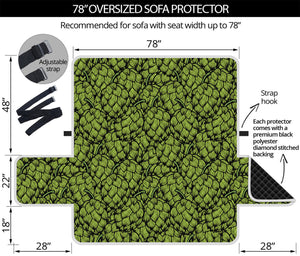 Green Hop Cone Pattern Print Oversized Sofa Protector