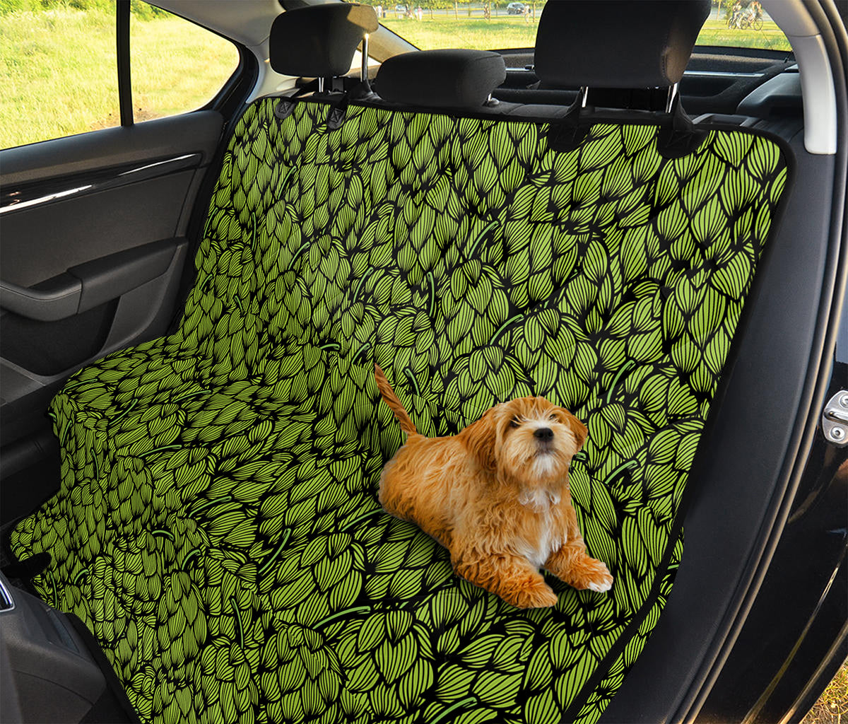 Green Hop Cone Pattern Print Pet Car Back Seat Cover