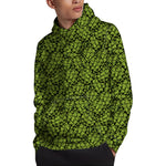 Green Hop Cone Pattern Print Pullover Hoodie