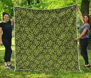 Green Hop Cone Pattern Print Quilt