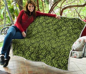 Green Hop Cone Pattern Print Quilt